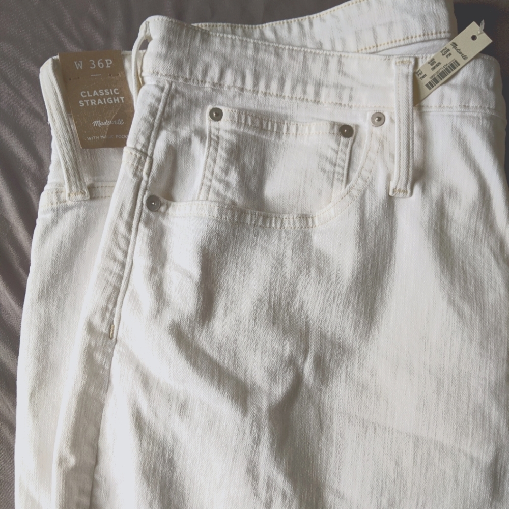 Madewell, white, classic straight leg jeans